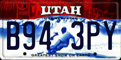 UT license plate B943PY