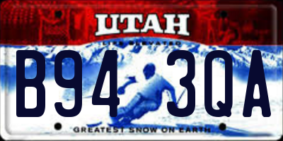 UT license plate B943QA