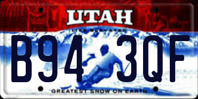 UT license plate B943QF