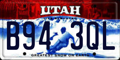UT license plate B943QL