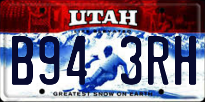 UT license plate B943RH