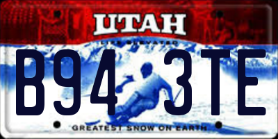 UT license plate B943TE