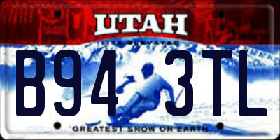 UT license plate B943TL