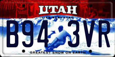 UT license plate B943VR