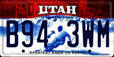 UT license plate B943WM
