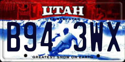 UT license plate B943WX