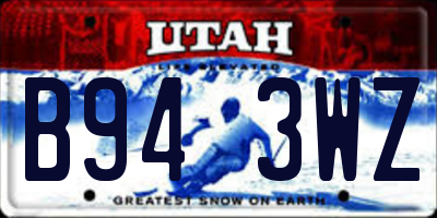 UT license plate B943WZ