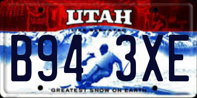 UT license plate B943XE