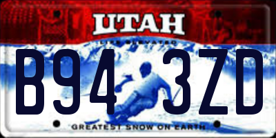 UT license plate B943ZD