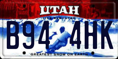 UT license plate B944HK