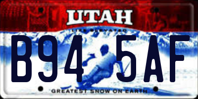 UT license plate B945AF