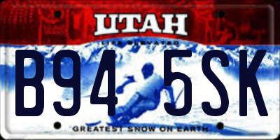 UT license plate B945SK