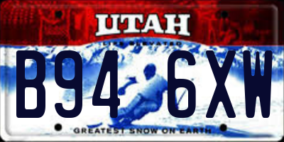 UT license plate B946XW