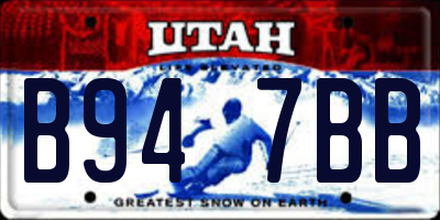 UT license plate B947BB