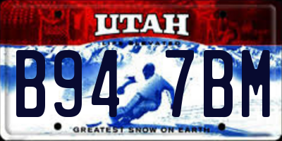 UT license plate B947BM
