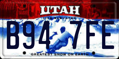 UT license plate B947FE