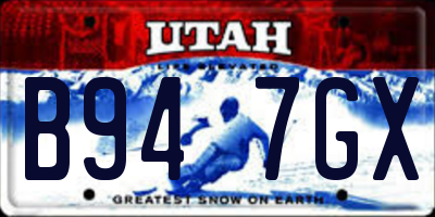 UT license plate B947GX