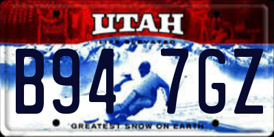 UT license plate B947GZ