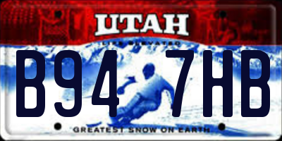 UT license plate B947HB