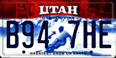 UT license plate B947HE