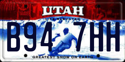 UT license plate B947HH
