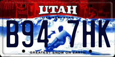 UT license plate B947HK