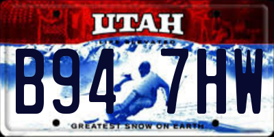 UT license plate B947HW