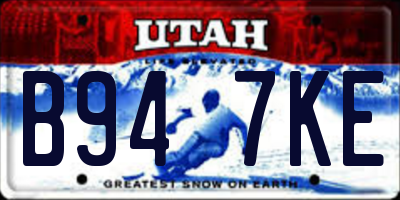 UT license plate B947KE