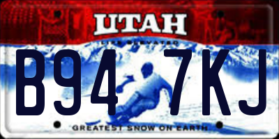 UT license plate B947KJ