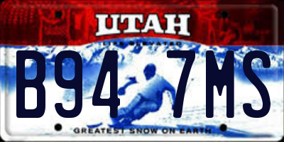 UT license plate B947MS