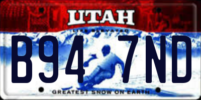 UT license plate B947ND