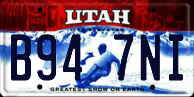 UT license plate B947NI