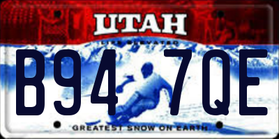 UT license plate B947QE