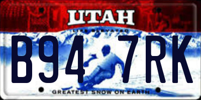 UT license plate B947RK