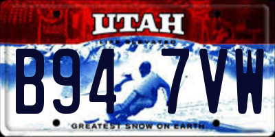UT license plate B947VW