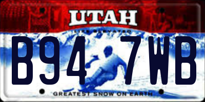 UT license plate B947WB