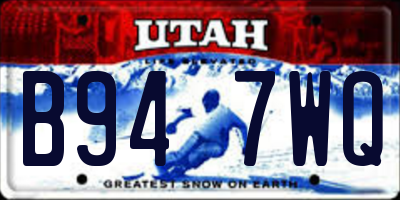 UT license plate B947WQ