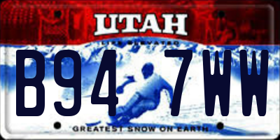 UT license plate B947WW