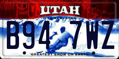 UT license plate B947WZ