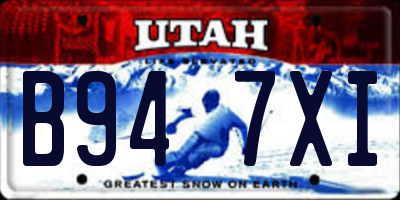 UT license plate B947XI