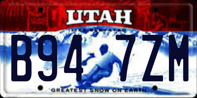 UT license plate B947ZM