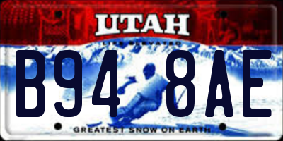 UT license plate B948AE