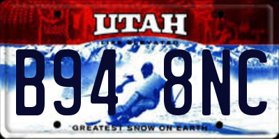 UT license plate B948NC