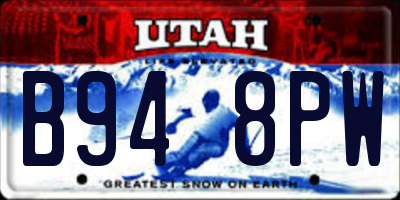 UT license plate B948PW