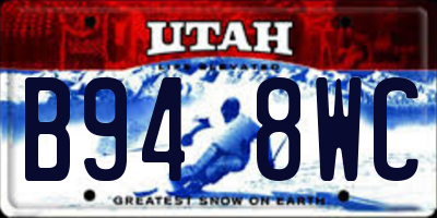 UT license plate B948WC
