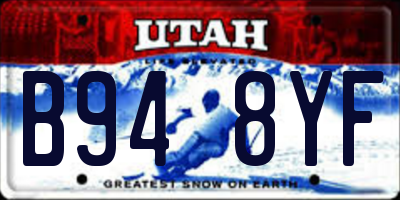 UT license plate B948YF