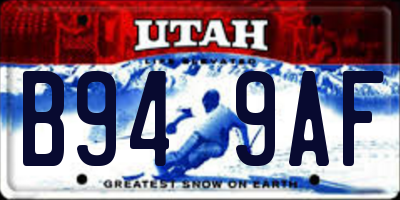 UT license plate B949AF
