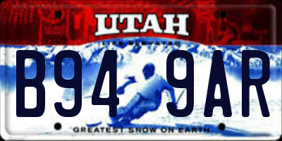 UT license plate B949AR