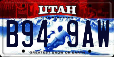 UT license plate B949AW