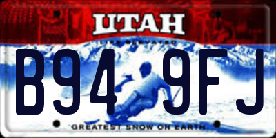 UT license plate B949FJ